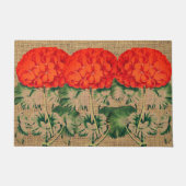  Geranium Trio in burlap look Deurmat (Voorkant)