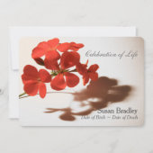 Geranium Viering van het Leven Uitvaart Aankondigi Kaart (Voorkant)