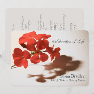 Geranium Viering van het Leven Uitvaart Aankondigi Kaart