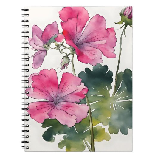 Geranium - Watercolor bloemen Notitieboek (Voorkant)