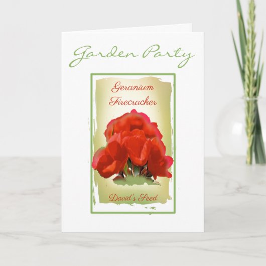 Geranium Waterverf Seed Packet Invitation Kaart (Voorkant)