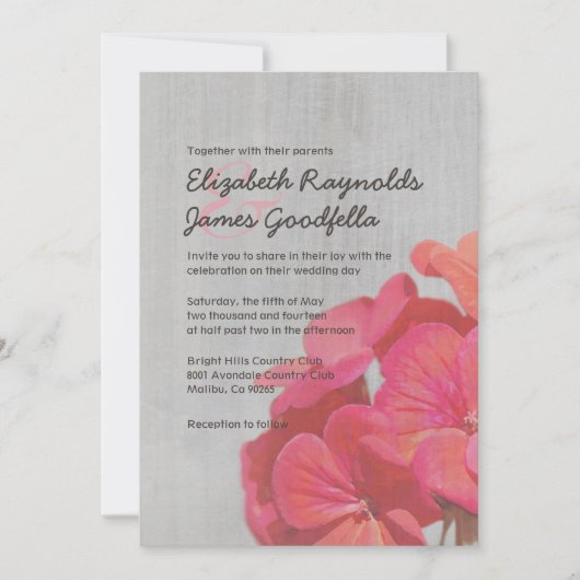  Geranium Wedding-uitnodigingen Kaart (Voorkant)