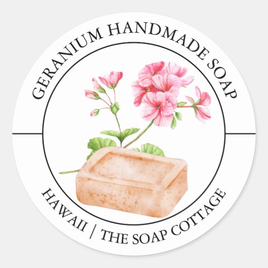 Geranium zeep label (Voorkant)