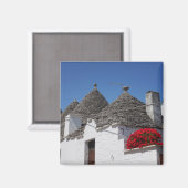 Geraniumbloemen en boomgaarden in Alberobello Magneet (Voorkant / Achterkant)