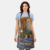 Geraniumbloemen op het raam schort (Gedragen)