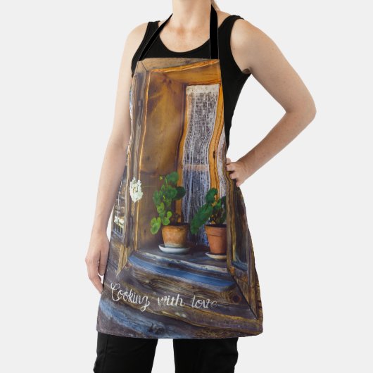 Geraniumbloemen op het raam schort (Insitu)