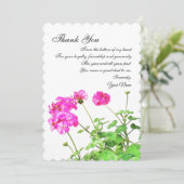 Geraniums, bedankt nota voor cliënten feestdagenkaart (Staand voorkant)