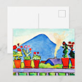 Geraniums before Blue Mountain, kleurrijk schilder Briefkaart (Voorkant / Achterkant)