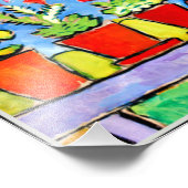 Geraniums before Blue Mountain, kleurrijk schilder Foto Afdruk (Hoek)