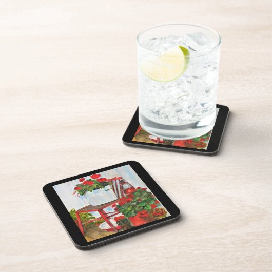 Geraniums, Bloemen, Onderzetter Set (Rechterzijde)