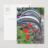 Geraniums en fietsen briefkaart (Voorkant / Achterkant)