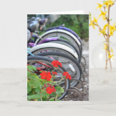 Geraniums en fietsen kaart (Gele Bloem)