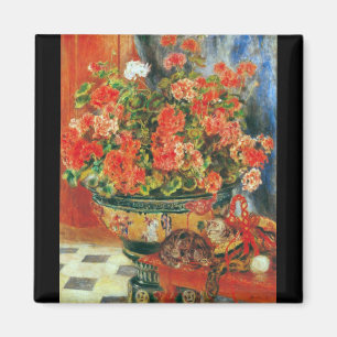 Geraniums en katten door Pierre Renoir Magneet