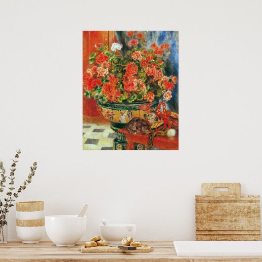 Geraniums en katten door Pierre Renoir Poster (Keuken)