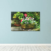Geraniums en Lavendelbloemen Canvas Afdruk (Insitu (Houten vloer))