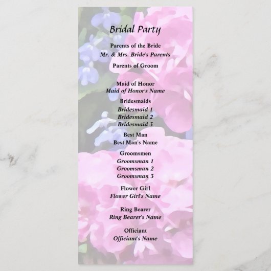 Geraniums en Maagdenpalm Programmakaart (Achterkant)