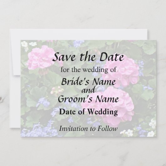 Geraniums en Maagdenpalm Save The Date (Voorkant)