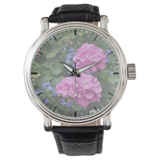 Geraniums en Periwinkle Horloge