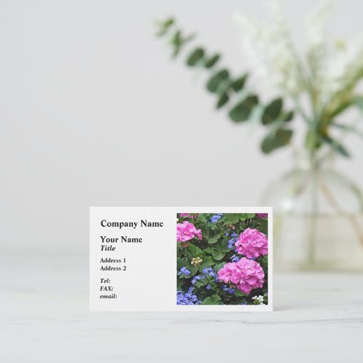 Geraniums en Periwinkle Visitekaartje (Staand voorkant)