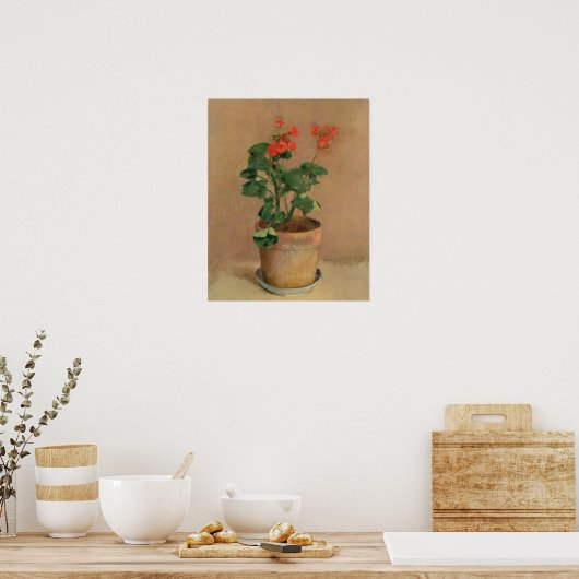 Geraniums in a Pot, c.1905 (olie op canvas) Poster (Keuken)