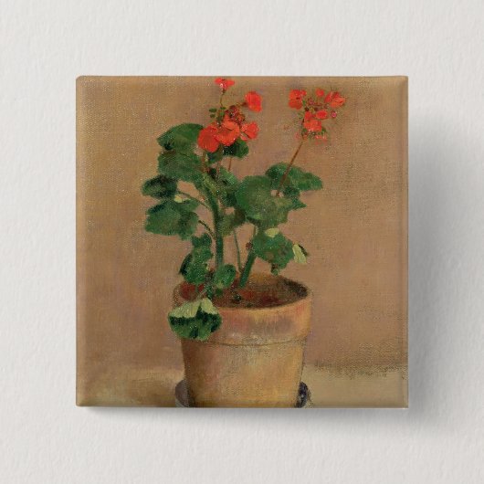 Geraniums in a Pot, c.1905 (olie op canvas) Vierkante Button 5,1 Cm (Voorkant)