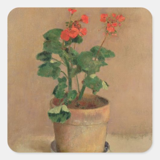 Geraniums in a Pot, c.1905 (olie op canvas) Vierkante Sticker (Voorkant)