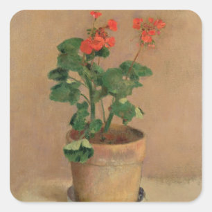 Geraniums in a Pot, c.1905 (olie op canvas) Vierkante Sticker