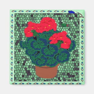 Geraniums in de mozaïek magneet