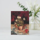 Geraniums in een druppelpot, Van Gogh Fine Art Briefkaart (Staand voorkant)
