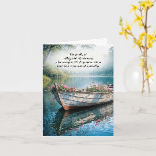Geraniums in oude roeiboot sympathie dank u kaart (Gele Bloem)