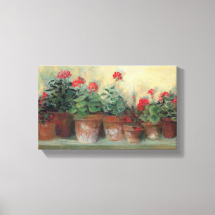 Geraniums in Pots Canvas Afdruk