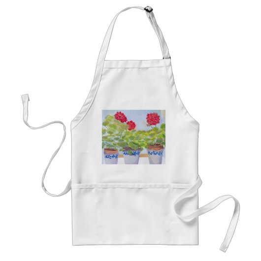 Geraniums in Salmon Falls Pottery Apron Standaard Schort (Voorkant)