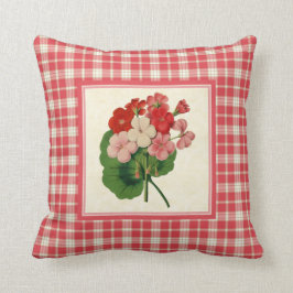  Geraniums met Coral Pink Pattern Kussen