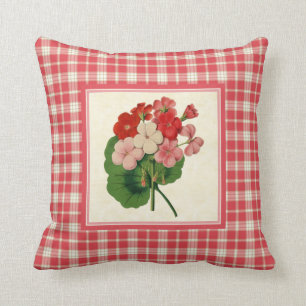  Geraniums met Coral Pink Pattern Kussen