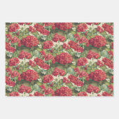 Geraniums Red Wrapping Paper Flat Sheet Set of 3 (Voorkant 3)