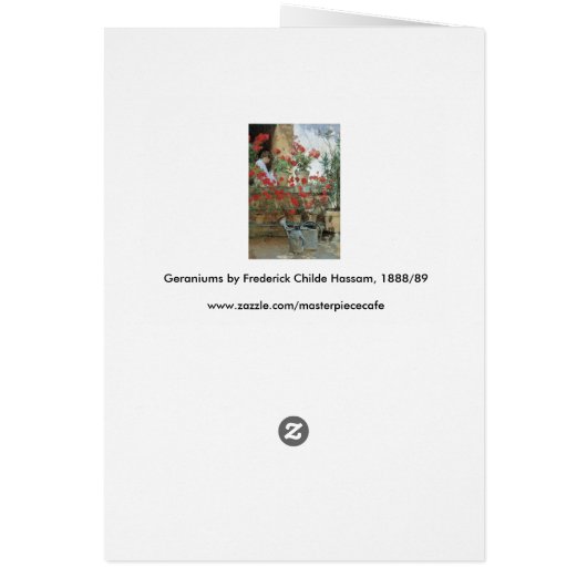 Geraniums van Childe Hassam,  impressionisme (Achterkant)