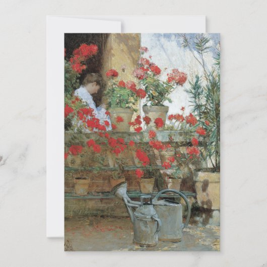 Geraniums van Childe Hassam,  impressionisme (Voorkant)