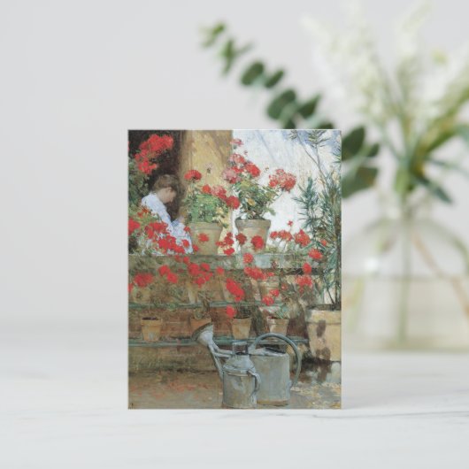 Geraniums van Childe Hassam,  impressionisme Briefkaart (Staand voorkant)
