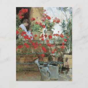 Geraniums van Childe Hassam,  impressionisme Briefkaart