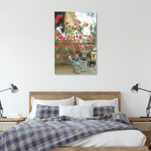 Geraniums van Childe Hassam,  impressionisme Canvas Afdruk (Insitu (Slaapkamer))