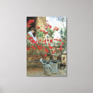 Geraniums van Childe Hassam,  impressionisme Canvas Afdruk