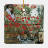 Geraniums van Childe Hassam,  impressionisme Keramisch Ornament (Achterkant)