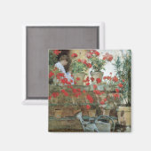 Geraniums van Childe Hassam,  impressionisme Magneet (Voorkant / Achterkant)