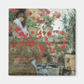 Geraniums van Childe Hassam,  impressionisme Magneet (Voorkant)