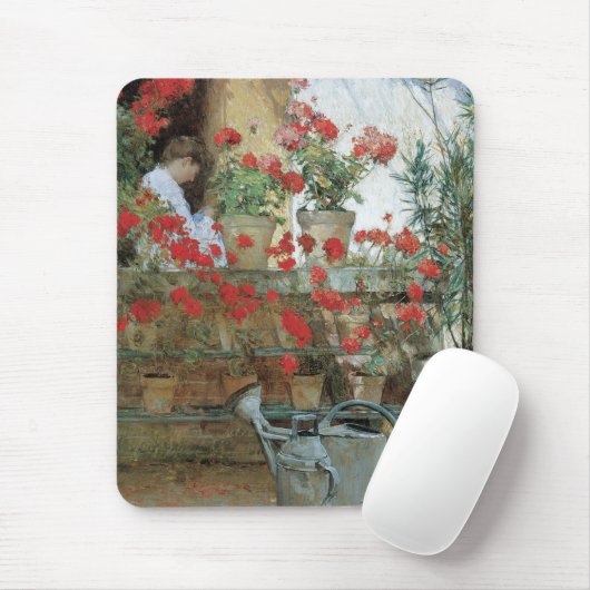 Geraniums van Childe Hassam, impressionisme Muismat (Met muis)