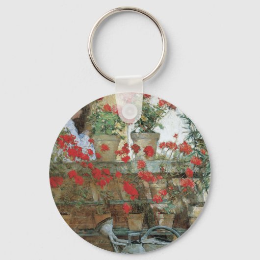 Geraniums van Childe Hassam, impressionisme Sleutelhanger (Voorkant)