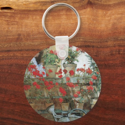 Geraniums van Childe Hassam,  impressionisme Sleutelhanger (Voorkant)