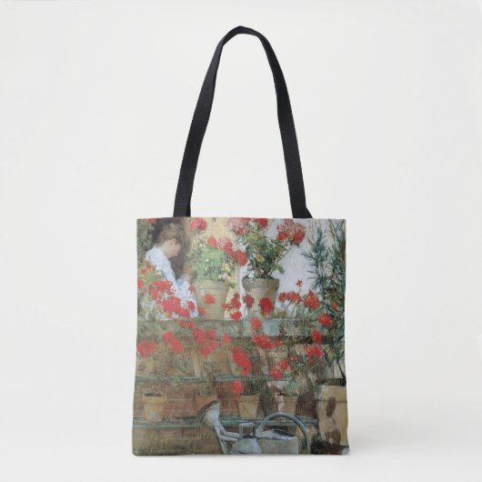 Geraniums van Childe Hassam,  impressionisme Tote Bag (Voorkant)