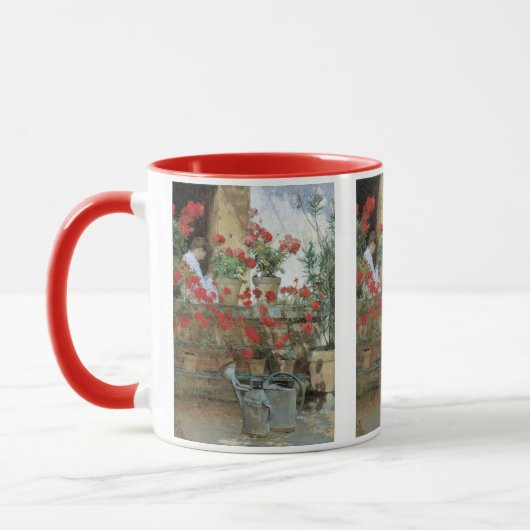 Geraniums van Childe Hassam Mok (Links)