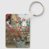 Geraniums van Childe Hassam, Vintage Impressionism Sleutelhanger (Achterkant)